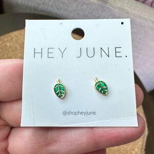 NEW IN BOX Hey June Earrings - Cute Leaf Design
